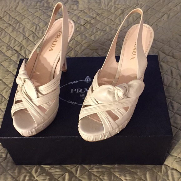 Prada Shoes - Authentic Prada Cream Leather Heels
